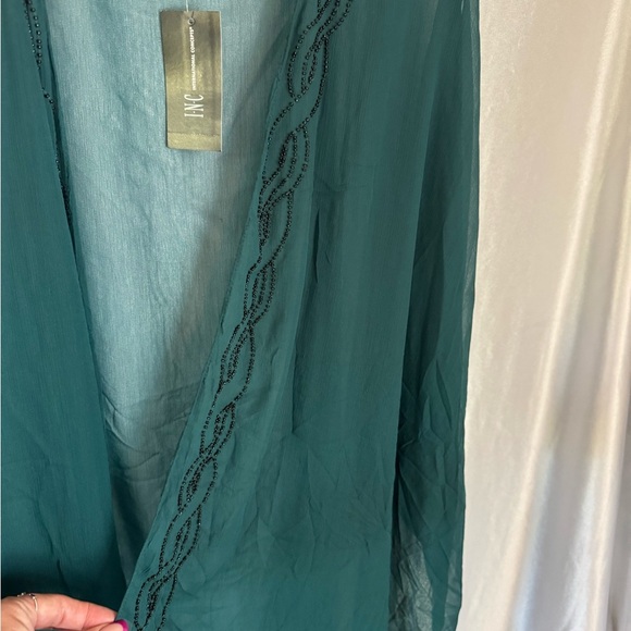 INC International Concepts Deep Green Sheer Kimono Cover-Up NWT - Picture 2 of 7